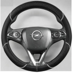 K&auml;sitsi &otilde;mmeldud must nahast auto roolikatte kate Opel Astra Corsa Crossland X ignia Karl Zafira Grandland X 2014- jaoks valge
