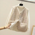 Lambavilla vest Naiste Talvine L&uuml;hike Karusnahaga Integreeritud Mitmek&uuml;lgne L&otilde;tv Vest Vest Vest Jakk L beige