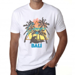 Meeste vintage T-s&auml;rk graafilise mustriga suvine kolmnurkne Bali valge T-s&auml;rk XS valge