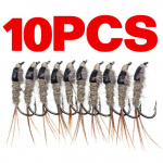 10 tk Suurus 12 Hall mustj&auml;nese k&otilde;rva n&uuml;mf Fly Forell Fishing Klassikaline k&auml;rbses&ouml;&ouml;t