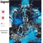 HUACAN Teemantmaal Religioon Buddha Teemanttikandid Ristpistes Maaling Rhinestones Ruudukujuline Teemantmosaiik Dekoratsioon Kingitus Full Round 20*30 cm