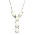 Les Tr&eacute;sors De Lily [I2599] - H&otilde;bedane kaelakee  Goddess Opal  H&otilde;bevalge (roodiumiga kaetud) - 22x7 mm valge