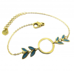 Les Tr&eacute;sors De Lily [P7949] - Bracelet cr&eacute;ateur Acier 'Boho' turquoise dor&eacute; - 35x12 mm t&uuml;rkiissinine