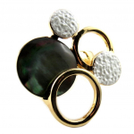 Les Tr&eacute;sors De Lily [P8381] - Bague Cr&eacute;ateur 'Acapulco' beige dor&eacute; - 30x30 mm beež