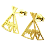 7bis [Q1362] - Boucles artisanales 'Tipi' dor&eacute; - 13x12 mm kuld