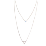 7bis [Q6252] - Collier artisanal 2 rangs 'Boho' argent&eacute; (triangles) - 13 et 5 mm h&otilde;be