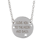 Les Tr&eacute;sors De Lily [Q9371] - Collier Argent artisanal 'Love' argent&eacute; (rhodi&eacute;) - 15 mm (I love you to the Moon and back) h&otilde;be