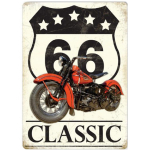 Les Tr&eacute;sors De Lily [Q9205] - Magnet m&eacute;tal r&eacute;tro 'Route 66' (classic) - 9x6. 5 cm beež