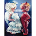 5D isetegemise &uuml;mmargune teemant Angel Devil maalimine ristpistes teemanttikandid 20X30CM