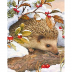 T&auml;isteemanttikandid Hedgehog Crosstitch Teemantmaaling Loomade tikandid Metsakaunistus K&auml;sitsi valmistatud kingitused Full Round (20X30CM)
