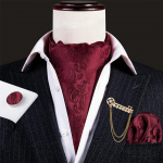 Barry.Wang Meeste Ascot lips Pross Pin Paisley 8 Styles Jacquard kootud Cravat Hanky ​​mansetin&ouml;&ouml;pide komplekt AS-0001