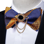 Kikilipsukomplekt meestele Sinise triibuline iseseotud kikilips koos tutiga prossn&otilde;elaga lipsuga k&auml;epidemed mansetin&ouml;&ouml;bid Dibangu LH-0086