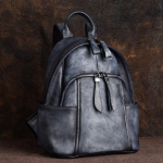 Johnature k&auml;sitsi valmistatud ehtsast nahast tahke retro kott lukuga pehme k&auml;epidemega vaba aja naiste seljakott Suure mahutavusega reisikotid must hall v&auml;rv