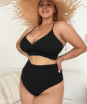 Naiste ujumisriided Solid Beach Plus Size Body k&otilde;rge v&ouml;&ouml;kohaga ujumisriided Rannar&otilde;ivad Ujumisriided Naiste ujumistrikoo ujumiskost&uuml;&uuml;mid 2XL must