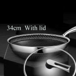 316 roostevabast terasest pann, 32&ndash;34 cm, katmata, ilma &otilde;lise suitsuta, mittenakkuva pannkoogipann majapidamises kasutatav pann 34 cm with lid