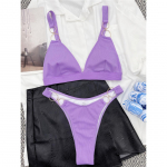 Seksikad soonikkoes metallist s&otilde;rmused polsterdatud bikiinid Naiste ujumisriided Naiste ujumistrikoo Kaheosaline bikiinikomplekt supelkost&uuml;&uuml;m Ujumiskost&uuml;&uuml;m S lilla