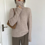 Hirsionsan avarate pikkade varrukatega lihtne kootud kampsun naiste s&uuml;gisene elegantne mood tavaline džemprid naistele vabaaja kilpkonnakaelus, pehmed pulloverid One size must