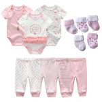 Kiddiezoom vasts&uuml;ndinu r&otilde;ivakomplekt, 3osaline multifilmi beebi keha + 4 t&uuml;kki puuvillased p&uuml;ksid + 5 paari sokke v&auml;ikelapse poisi t&uuml;druku riided 0-3Months