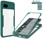 360 kahepoolne l&auml;bipaistev h&uuml;briidtelefoni &uuml;mbris Google Pixel 6A jaoks, vastupidav pehme kaitseraua kate, Google Pixel 6a GX7AS GB62Z selge p&otilde;rutuskindel &uuml;mbris For Pixel 6A roheline