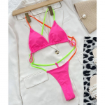 Seksikas seljataga Cross Back Extreme String Mini Micro stringid naiste ujumisriided &uuml;hes t&uuml;kis naiste ujumistrikoo Ujumiskost&uuml;&uuml;m S roosa