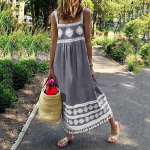 (SU)Naiste suvine Boho Print Beach Holiday Kleit Rihmaga Big Swing Tutt Maxi Kleit L sinine