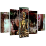 Viieosalise pildiga l&otilde;uendiprint Buddha Golden Abstraction 100x70 pruun