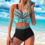 2023. aasta naiste bikiinid, boheemlaslikus stiilis t&auml;pimustriga keerutatud toruga Push Up ujumistrikoo &uuml;laosa k&otilde;rge v&ouml;&ouml;kohaga ujumisriided, alt, plusssuurus 3XL XXXL