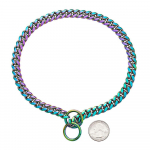 Koera keti kaelarihm must kuldne 10 mm Cuban Link koera kaelarihm roostevabast terasest metallist libisemisrihm koertele raskeveokite ja; N&auml;rimiskindel 20inch (51cm)