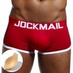 Bokserp&uuml;ksid JOCKMAIL kaubam&auml;rgiga puuvillased kohvrid, eemaldatavad k&auml;snaga polsterdatud padjad Meeste aluspesu Push Up vormitud spordialad meeste alusp&uuml;ksid M punane
