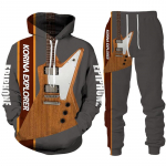 Rokkmuusika kitarr 3D prindiga kapuuts/&uuml;likond Meeste dressid vabaaja dressipluusid+p&uuml;kste komplekt Hip-hop t&auml;navar&otilde;ivad kevad-s&uuml;gisriided S