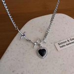 Mustast s&uuml;damest ripats kaelakeed naistele Rhinestone Y2K t&auml;heketi kaelakee Kpop peoehted As&uuml;mmeetrilised hiphopi t&uuml;drukute kingitused