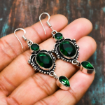 Kroomdiopsiid, v&auml;&auml;riskivist 925 sterlingh&otilde;bedast k&auml;sitsi valmistatud h&auml;mmastav ehek&otilde;rvar&otilde;ngas 2.27 Inches roheline