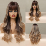 EASIHAIR Blonde Mixed Ombre s&uuml;nteetilised parukad, pikkade laineliste naturaalsete juustega parukad naistele Cosplay Lolita parukaga kuumakindel