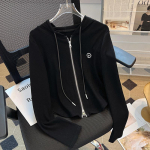 Naiste kapuutsiga pikkade varrukatega kampsun, l&uuml;hike &uuml;hev&auml;rviline top jakk S valge