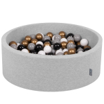 KiddyMoon 90x30cm/200 palli beebivahust palliauk sertifitseeritud made in eu, helehall:valge/hall/must/kuldne 90x30cm/200 balls