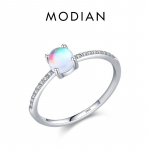 MODIAN 925 Sterling Silver Lihtne trendikas &uuml;mmargune kuukivist s&otilde;rmes&otilde;rmus 14K kullatud peen ehted naistele kingitused 5 h&otilde;be