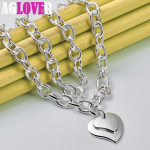 925 h&otilde;bedane kahekordse s&uuml;damega ripats 18 tolli ketiga kaelakee ehted 45cm