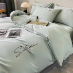 Luksuslik tikandiga voodipesukomplekt Egiptuse puuvillast 400TC tekikott, lame voodilina, &uuml;heinimesevoodiga kaheinimesevoodi, kuninganna tekikattega padjap&uuml;&uuml;r Flat Bed Sheet&Twin Size 3pcs