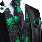 Hi-Tie Meeste Vest Siidist Paisley Lilleline Lips Taskur&auml;tik Mansetin&ouml;&ouml;bid KOMPLEKT Ametlik M
