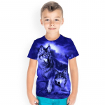 3D Wolf Prinditud Laste T-s&auml;rgid Laste Unisex l&uuml;hikeste varrukatega vabaaja spordi T-s&auml;rk poiste tee 100