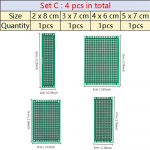 PCB protot&uuml;&uuml;pplaadi vooluring Protoplaat universaalne ribaplaadi protot&uuml;&uuml;pimine 2X8 3X7 4X6 5X7cm segatud kahepoolne PCB plaat Set A-4pcs