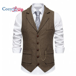 Cozy Up meeste kalasabast tweedist vest Briti pulmade esmaklassiline villasegu &uuml;likond Vest &auml;ri pidulik kleit vestid vest XXL