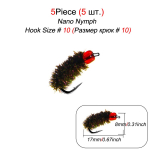 5/10 tk Nymph Scud Fly Bug Worm Forell kalap&uuml;&uuml;gi k&auml;rbsed Kunstlik putukate k&auml;rbsep&uuml;&uuml;gi peibutis 5Pcs-Size10