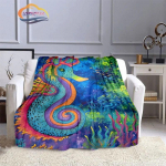 Mereloomade merihobuste tekid &uuml;lipehme hipokampuse flanelltekk soe kerge laste voodipesu diivantoolid igal aastaajal 75x90cm