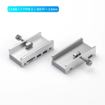 4-pordiline USB C-jaotur koos toiteallikaga USB 3.0 splitteradapter C-t&uuml;&uuml;pi klambrijaoturi dokkimisjaam 5G kiire andmeedastus s&uuml;learvuti jaoks