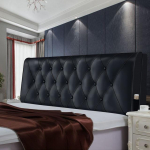 Nahast peatsi kate King-suuruses, kohandatud suure elastse t&auml;idisega peatsipadi, pestav riidest voodipeakate 160x58x10cm must