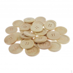30 Pack Wooden Buttons Round Wood 4-Holed Fastener for Sewing Knitting Handcraft - beige
