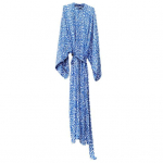 Pikk r&uuml;&uuml; Olkaimeta Nahas&otilde;bralik sinine Vintage Oversize Leopard mustriga kardigan Shopping sinine