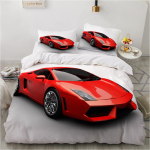 3D Spordiauto Voodipesukomplekt Poiste Teismeliste Tuppa Pehme Udusule Tekikott AU140 * 210 T&auml;issuuruses Voodikate Mootorratta Prindiga Tekikott Baby 100x135cm