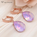 Moodsad veetilga kristallist rippuvad k&otilde;rvar&otilde;ngad naistele pulmadeks Stiilse roosa kulla v&auml;rvi k&otilde;rvatropiga ehe kingitus